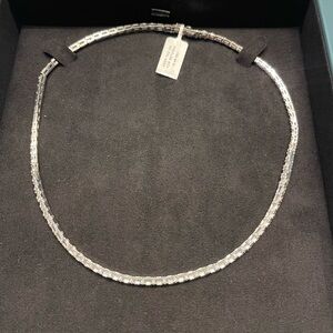 Lab Grown White Sapphire Horizontal Baguette Tennis Necklace - 14 Carats